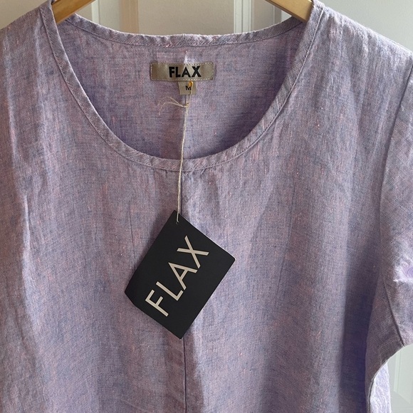NEW FLAX IRIS Thistle PURPLE Lavender Women's Top TUNIC LONGLINE CREWNECK MEDIUM - Picture 7 of 8